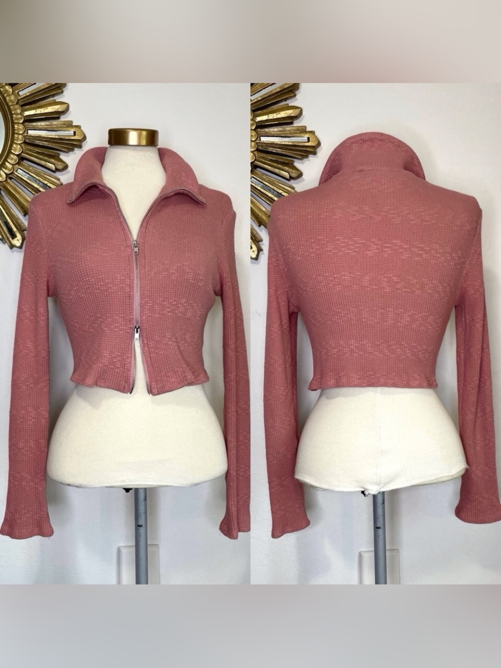Painted Threads Zip Long Sleeve Crop Top